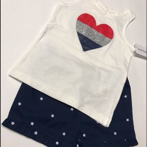 Fourth of July Tank Top with Shorts Girls 2-piece